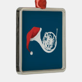 Shirt van de kerstman, Santa French Horn Metalen Ornament (Rechts)