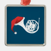 Shirt van de kerstman, Santa French Horn Metalen Ornament (Voorkant)