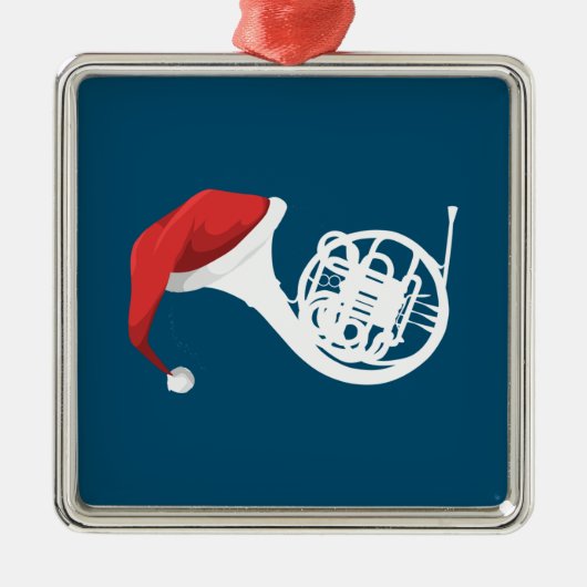 Shirt van de kerstman, Santa French Horn Metalen Ornament (Voorkant)