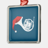 Shirt van de kerstman, Santa French Horn Metalen Ornament (Links)