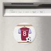  Shirt van de Voetbal (claret en blauw) Magnet (Insitu (Vaatwasser))