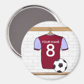  Shirt van de Voetbal (claret en blauw) Magnet (Voorkant / Achterkant)