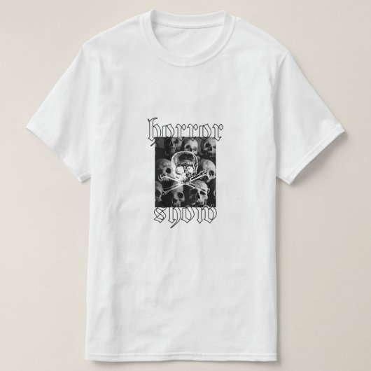Shirt van de zomerwitte katoen met de horror verto (Design voorkant)