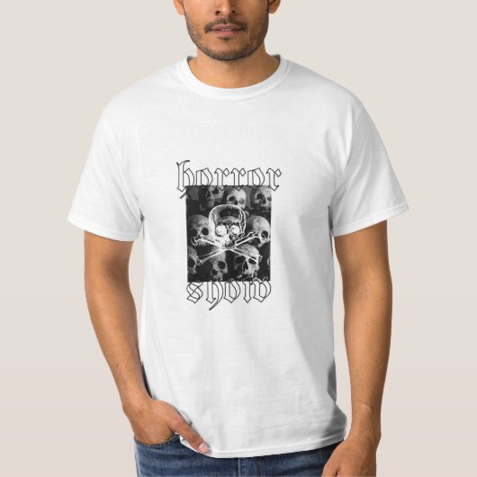 Shirt van de zomerwitte katoen met de horror verto (Voorkant)