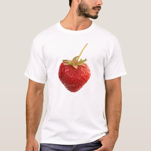 Shirt van de zwarte aardbei met een grote rode aar (Voorkant)