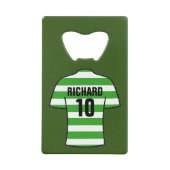 Shirt van football in Groene en Witte Hoops Creditkaart Flessenopener (Voorkant)