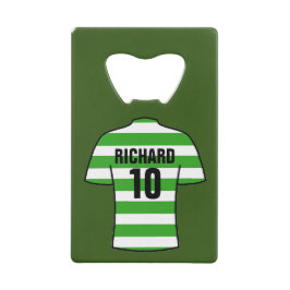 Shirt van football in Groene en Witte Hoops Creditkaart Flessenopener