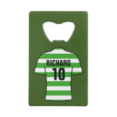 Shirt van football in Groene en Witte Hoops Creditkaart Flessenopener (Achterkant)