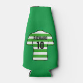 Shirt van football in Groene en Witte Hoops Flesjeskoeler (Voorkant)