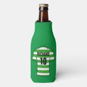 Shirt van football in Groene en Witte Hoops Flesjeskoeler (Fles Voorkant)