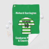 Shirt van football in Groene en Witte Hoops Golfhanddoek (Insitu)