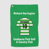 Shirt van football in Groene en Witte Hoops Golfhanddoek (Voorkant)