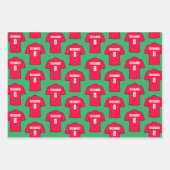 Shirt van football in rode papierbladen inpakpapier vel (Voorkant 3)