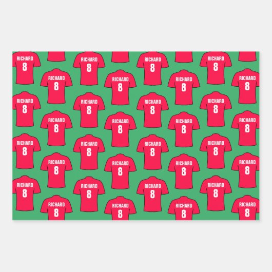 Shirt van football in rode papierbladen inpakpapier vel (Voorkant)