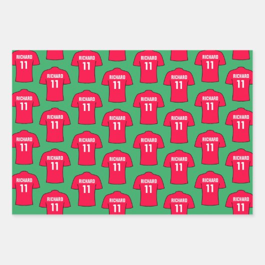 Shirt van football in rode papierbladen inpakpapier vel (Voorkant 3)