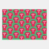 Shirt van football in rode papierbladen inpakpapier vel (Voorkant 3)