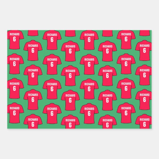 Shirt van football in rode papierbladen inpakpapier vel (Voorkant 2)