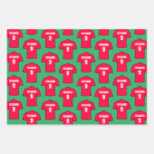 Shirt van football in rode papierbladen inpakpapier vel (Voorkant 3)