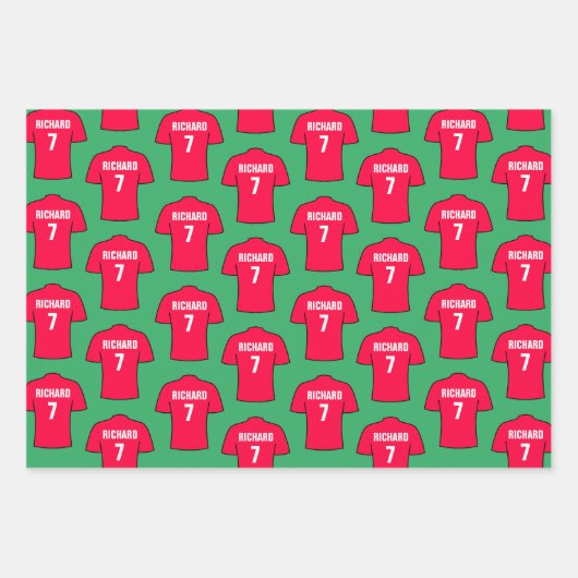 Shirt van football in rode papierbladen inpakpapier vel (Voorkant 2)