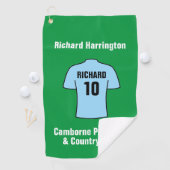 Shirt van het football in lichtblauw of Sky Blue Golfhanddoek (Insitu)