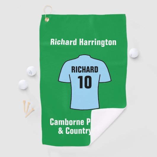 Shirt van het football in lichtblauw of Sky Blue Golfhanddoek (Insitu)