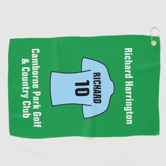 Shirt van het football in lichtblauw of Sky Blue Golfhanddoek (Horizontaal)