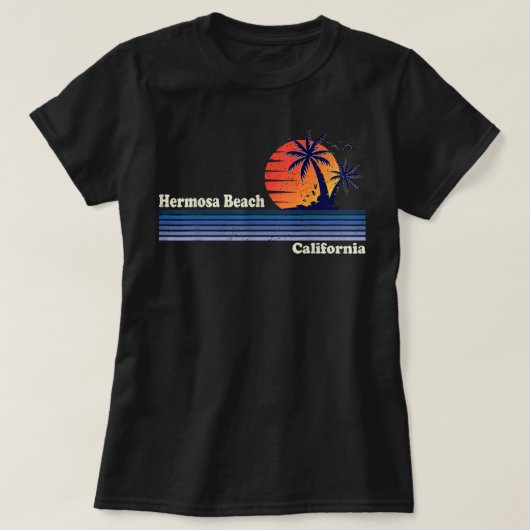 Shirt van het strand van Hermosa - Retro Sunset H (Design voorkant)