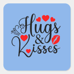 Shirt van Hugs en Kisses   Shirt Valentijnsdag   Vierkante Sticker