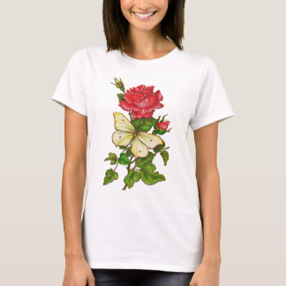 Shirt van roos en vlinder