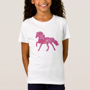 Shirt van roze en Paarse Paisley Running Horse