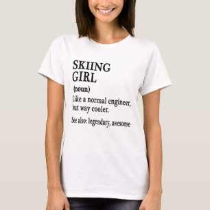 shirt van skiën, citaten van Funny skiing Girl, sk