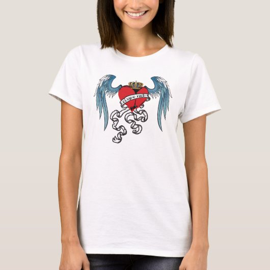 Shirt van Tattoo met hoog hart vliegen (Voorkant)