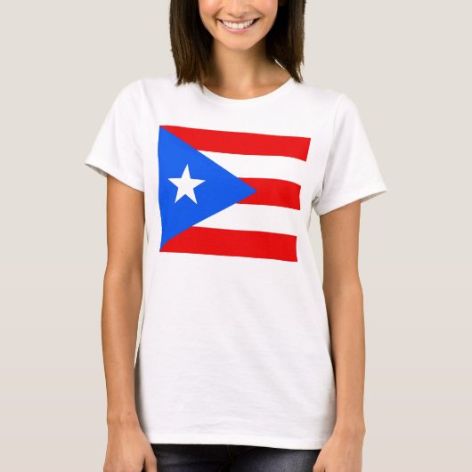 Shirt van vrouwen T met vlag van Puerto Rico (Voorkant)