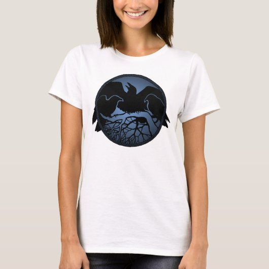 Shirt voor dames met een Raven Art-achtergrond (Voorkant)