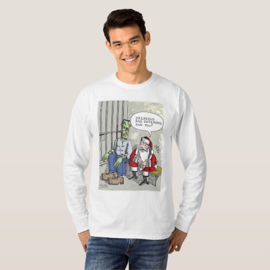 Shirt voor de lange hoes van Santa in Jail (Voorkant volledig)