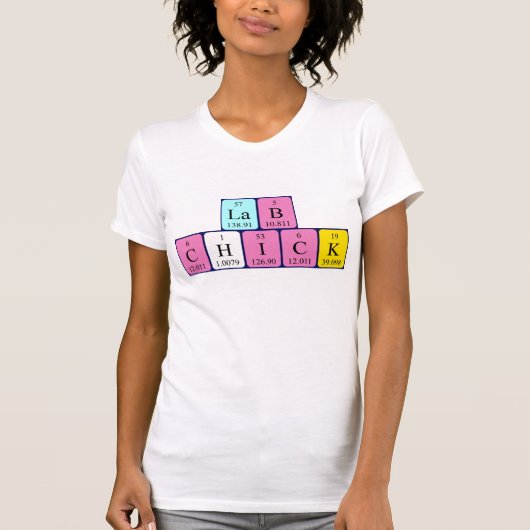 Shirt voor de periodieke tabelnaam Lab Chick (Voorkant)