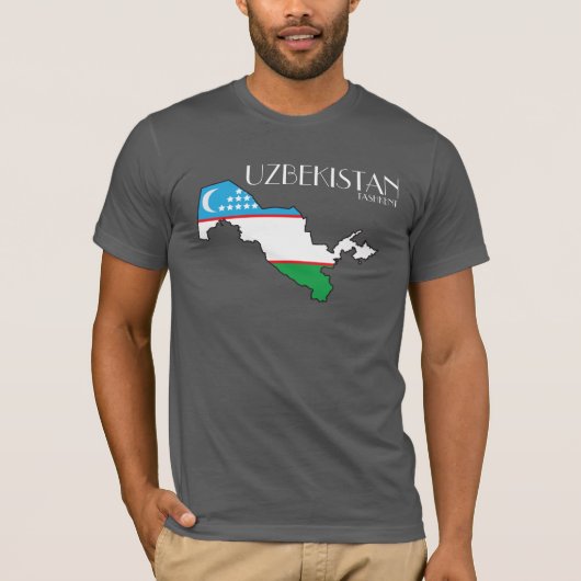 Shirt voor de vlaggenstaatkaart van Oezbekistan (Voorkant)