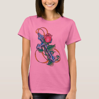 Shirt voor dwars- en Roos Tattoo