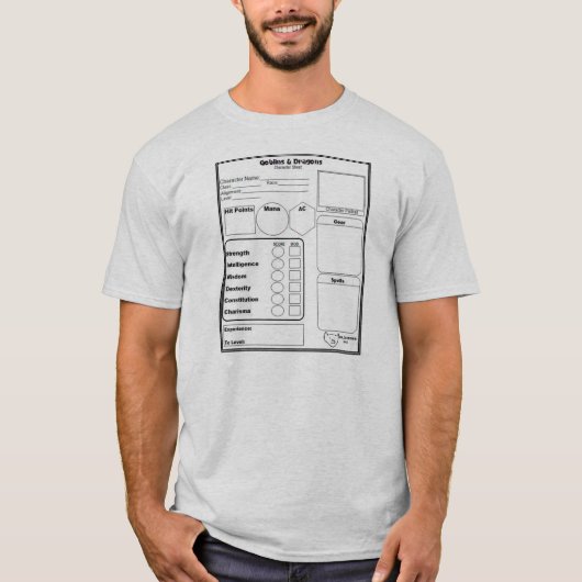 Shirt voor gamingkarakteristiek van mannen (Voorkant)