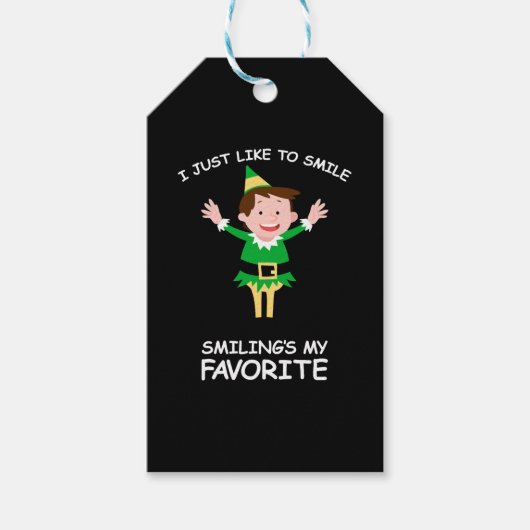 Shirt voor het glimlachen van kerstfeestjes cadeaulabel (Voorkant)