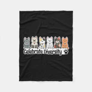 Shirt voor kattenliefhebbers vieren diversiteit hu fleece deken