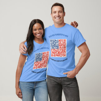 Shirt voor kiezersregistratie - QR-code net op de 