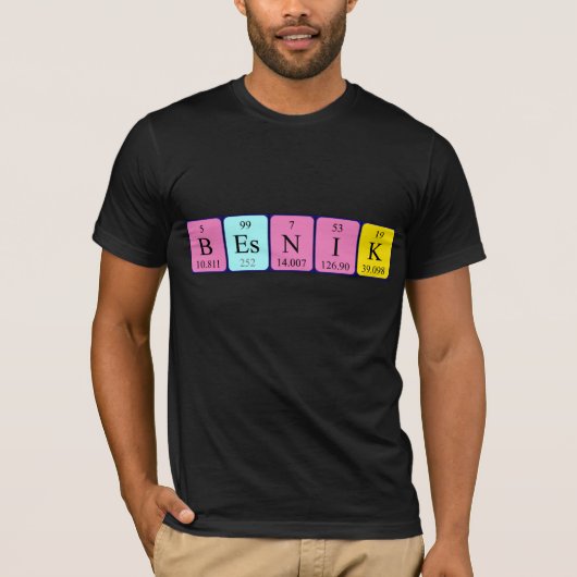 Shirt voor periodieke tabelnaam Besnik (Voorkant)
