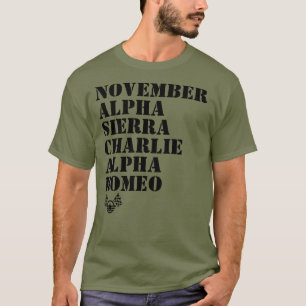 Shirt voor racistische militaire alfabetvoorraden
