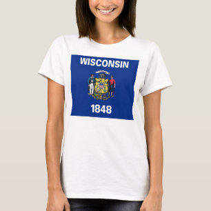 Shirt voor vrouwen T met vlag van de staat Wiscons