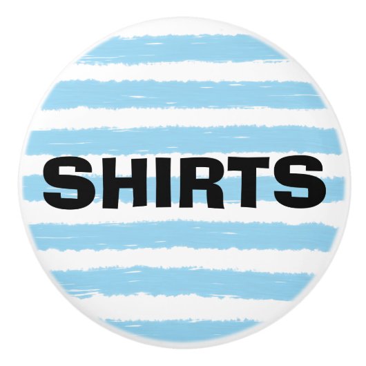 Shirten hemelsblauw witte Waterverf strepen Keramische Knop (Voorkant)