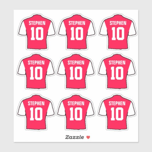 Shirten met rode en witte Footballs Sticker (Vel)