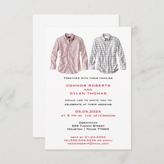 Shirten van het land geïnspireerd | Uitnodiging vo (Voorkant / Achterkant)