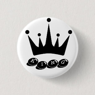 Shirten Zwart Kleur Kroon Afbeelding Koning Tekst Ronde Button 3,2 Cm