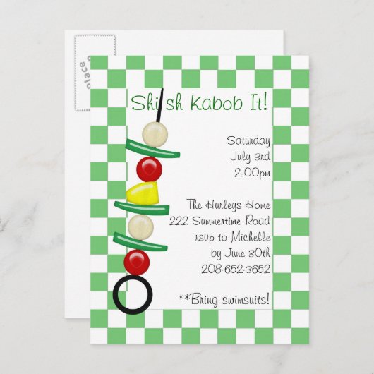 Shish Kabob It nodigen Uitnodiging Briefkaart (Voorkant / Achterkant)